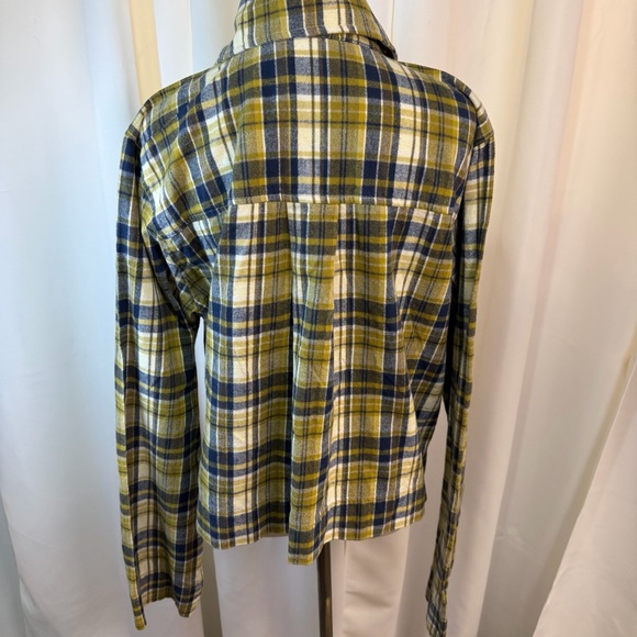 NWT Back Beat Co. ‘Plaid Boxy Cropped Shirt’ in “Gold Plaid” Size Large - Picture 12 of 16